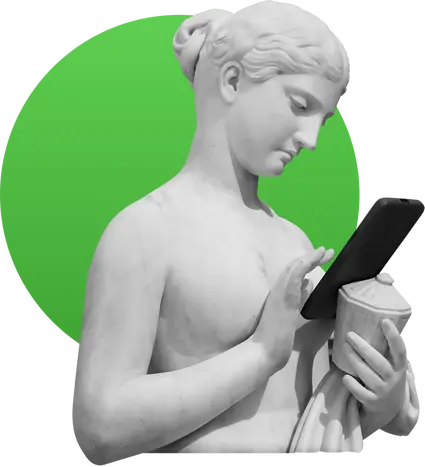 statue with phone