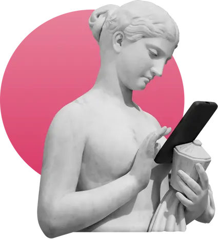 statue with phone